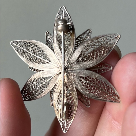 FILIGRANA Vintage Silver Flower🌸 Brooch - Picture 3 of 9